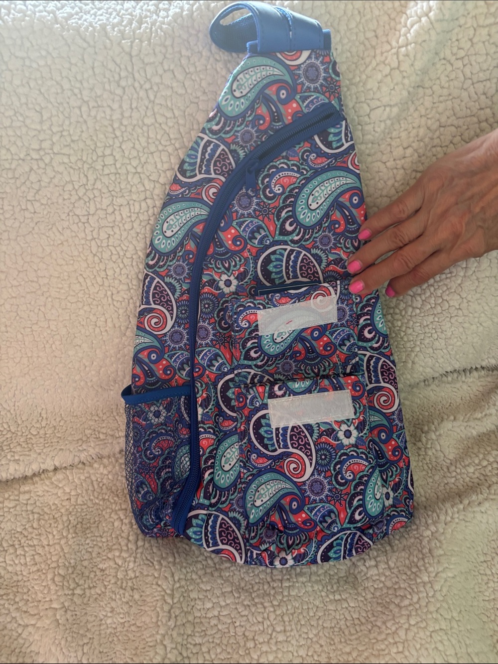 Simply Southern Paisley Sling Bag - Blue/Teal/Coral - Picture 4 of 5
